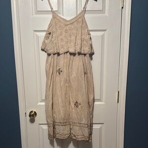 Embroidered Beige Dress